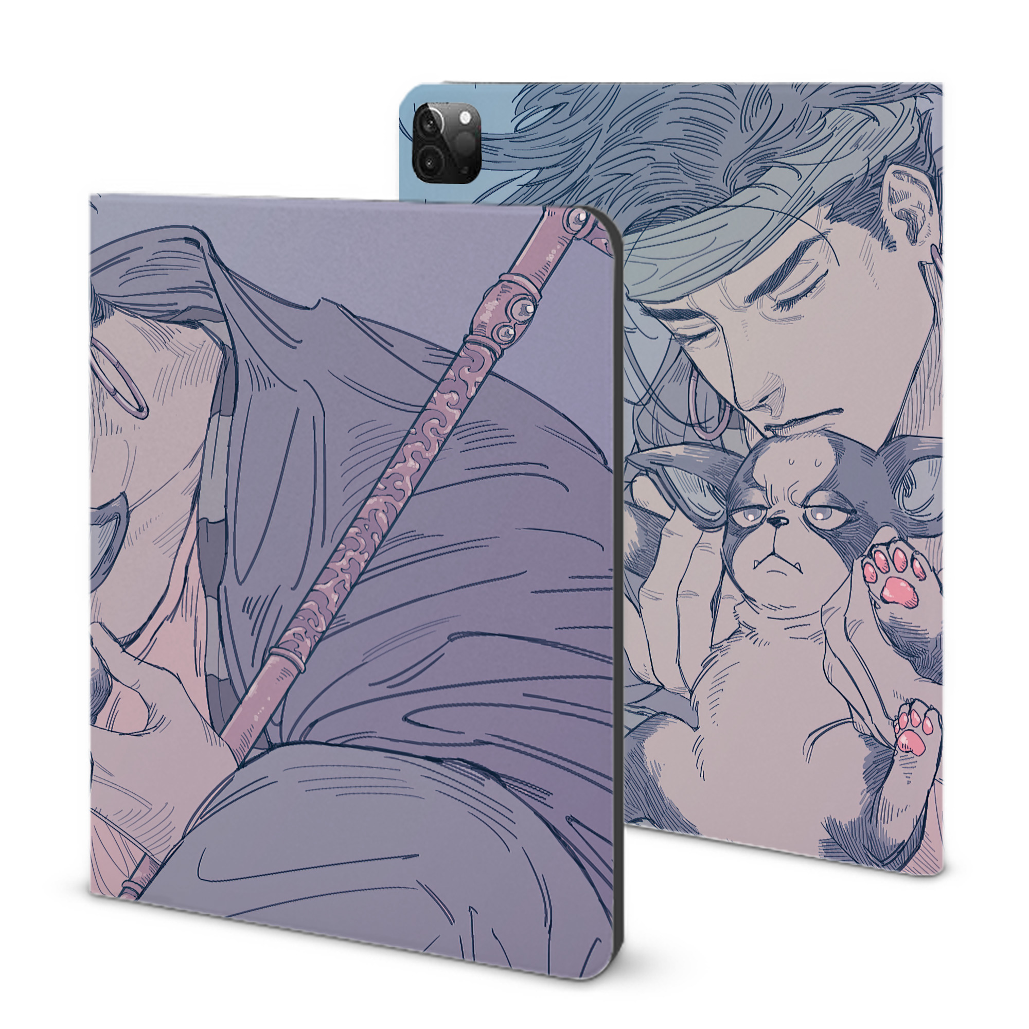 （画像用） ジョジョの奇妙な冒険 JoJo's Bizarre Adventure IPadケース ペンホルダー付き ブックスタイルデザイン
